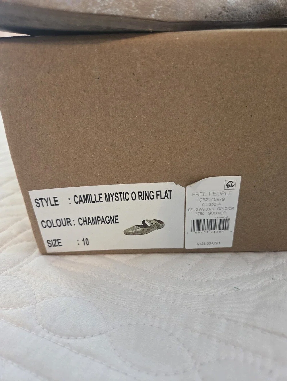Free People Camille Mystic Flats (Champagne) Worn 3x.